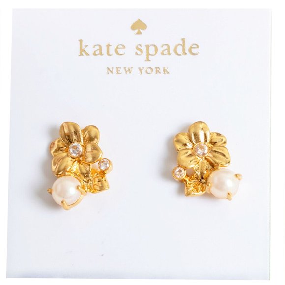 kate spade Wild Garden Pearl Flower Stud Earrings NWOT - Picture 3 of 6